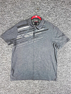 Tony Hawk Gray Cotton Knit Polo Shirt SS Men’s M Regular Fit Graphic Print